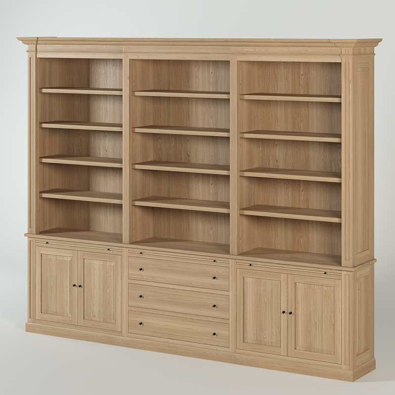 KAS0404-1 / Bookcase Nantes / 3 tiroirs (300x46x240)