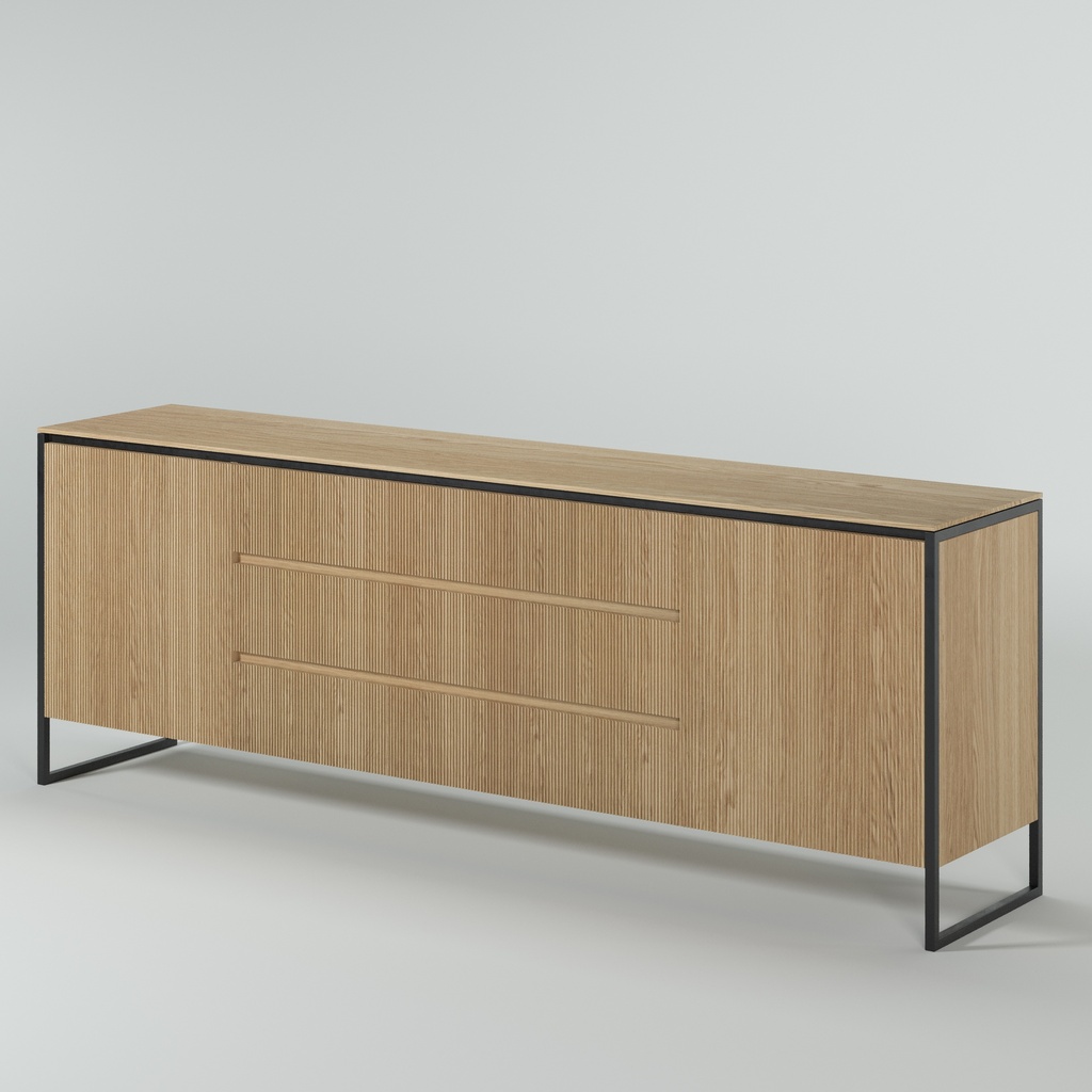 KAS0307-4 / Dresser Iron - 2 portes - 3 tiroirs (220x45x78)